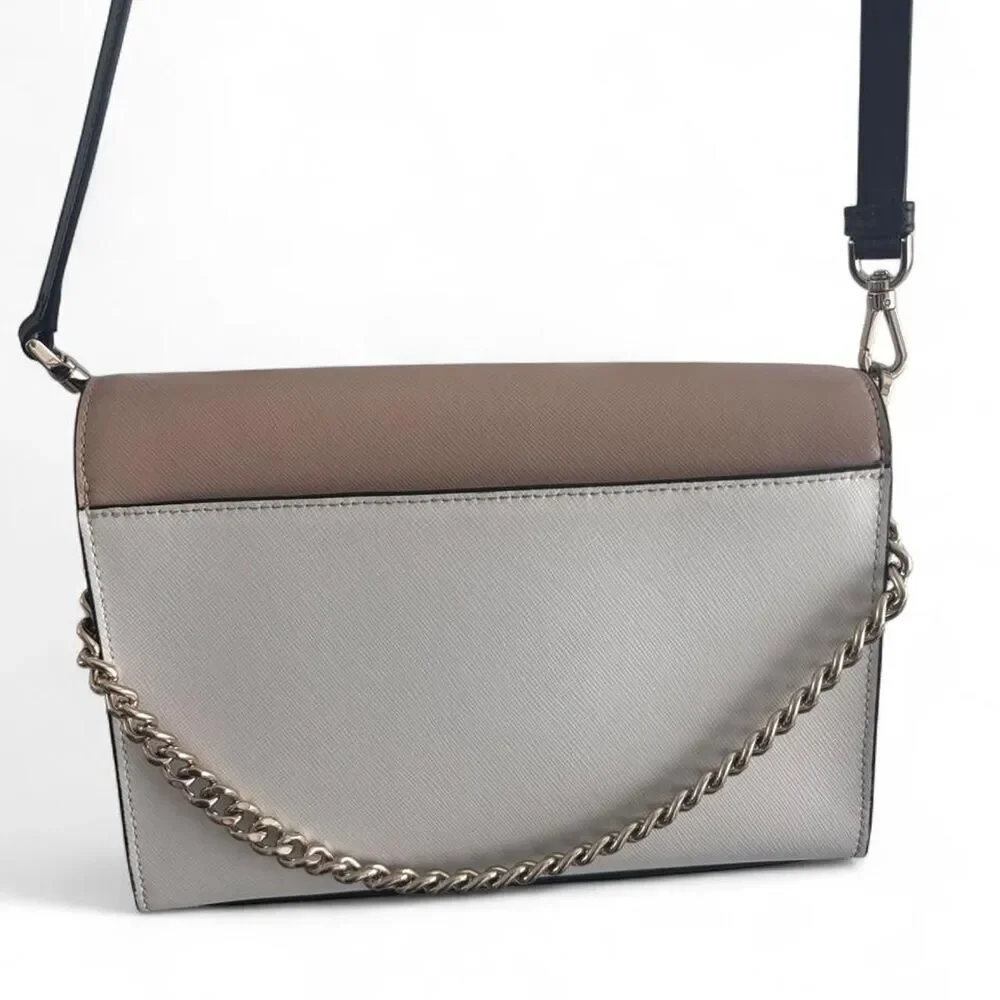 Kate Spade Pink/Taupe and White Bag With Black Straps Button Closure Crossbody